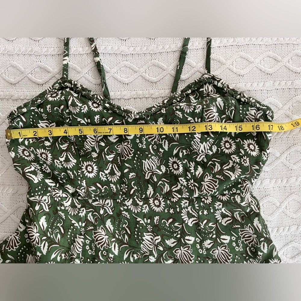 Sincerely Jules Olive Green Floral Dress Adjustable Straps, Lined Size Jrs. XL - Picture 12 of 16